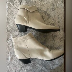 White 7M Leather Upper Booties